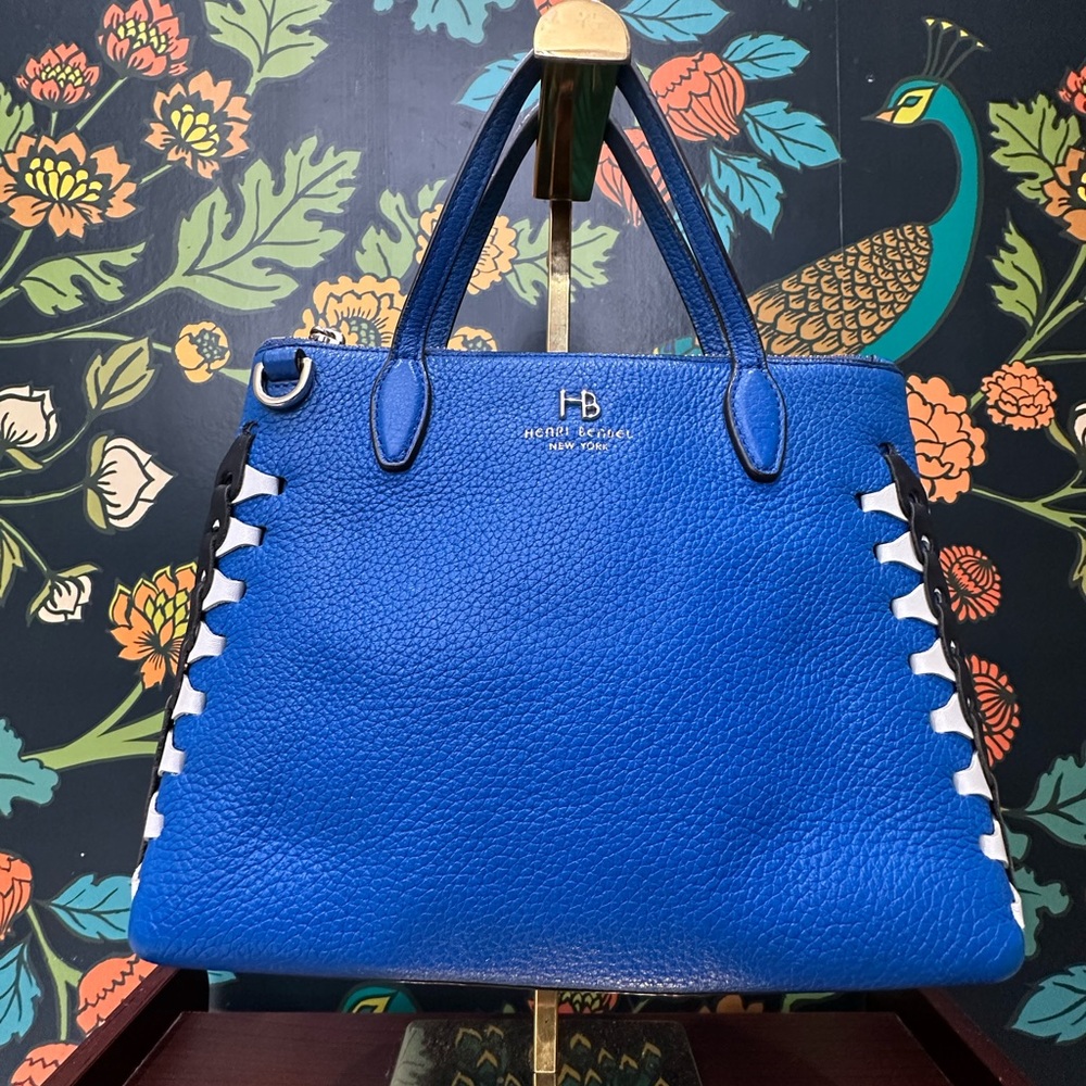 Henri Bendel West 57th Top Handle Satchel in Cobalt Blue Whipstitch Leather - Picture 3 of 16